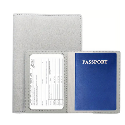 Protège Passeport Personnalisé Gris gravé dans notre atelier