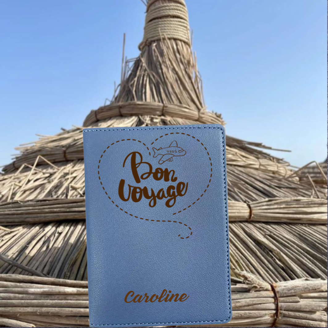 Funda para Pasaporte Personalizada Azul Cielo, Viaje en 1ª Clase 