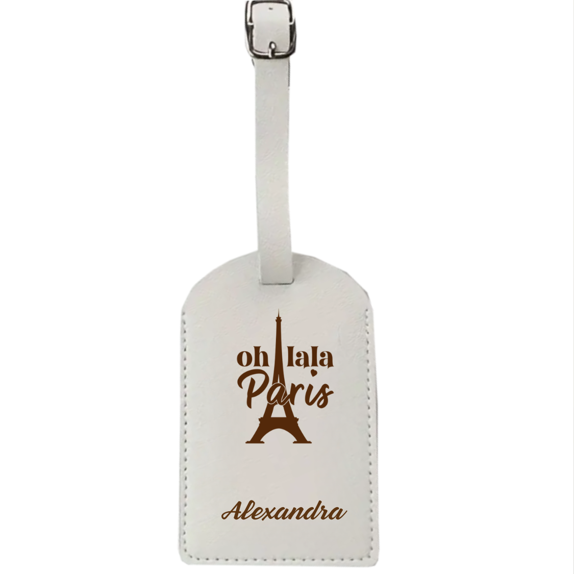 Etiqueta de maleta Gris personalizada grabada en nuestro taller