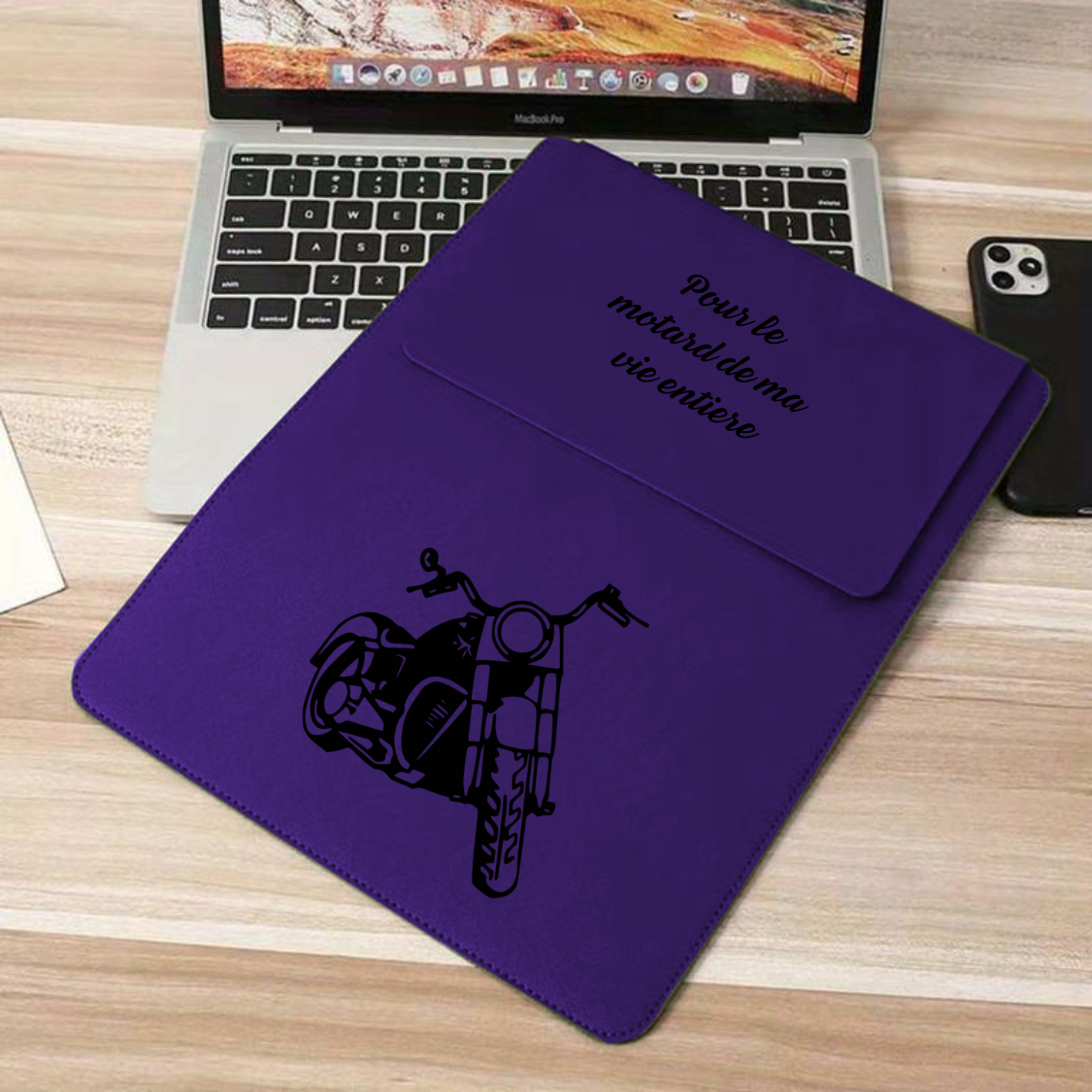 Pochette pour ordinateur violette cuir Polyuréthane