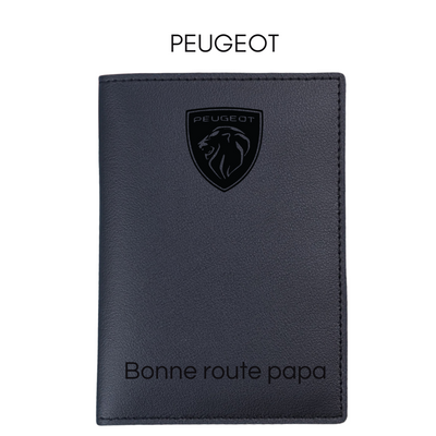 Protège Carte Grise Noir  Logo Voiture à Personnaliser – Élégance et Protection