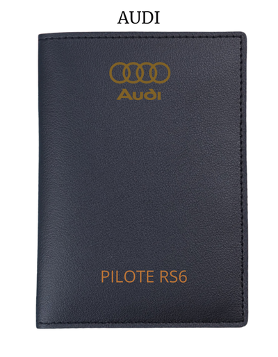 Protège Carte Grise Noir Logo Voiture à Personnaliser gravure Beige