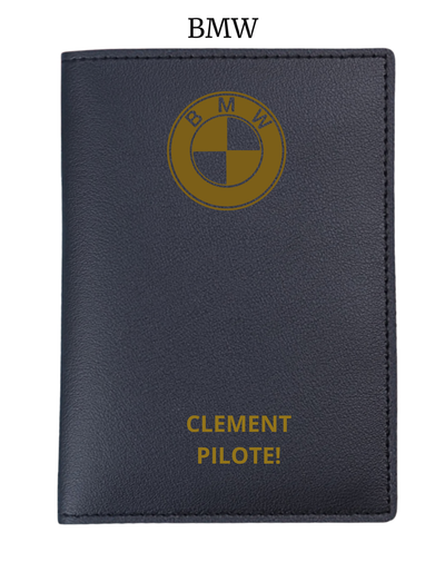 Protège Carte Grise Noir Logo Voiture à Personnaliser gravure Beige