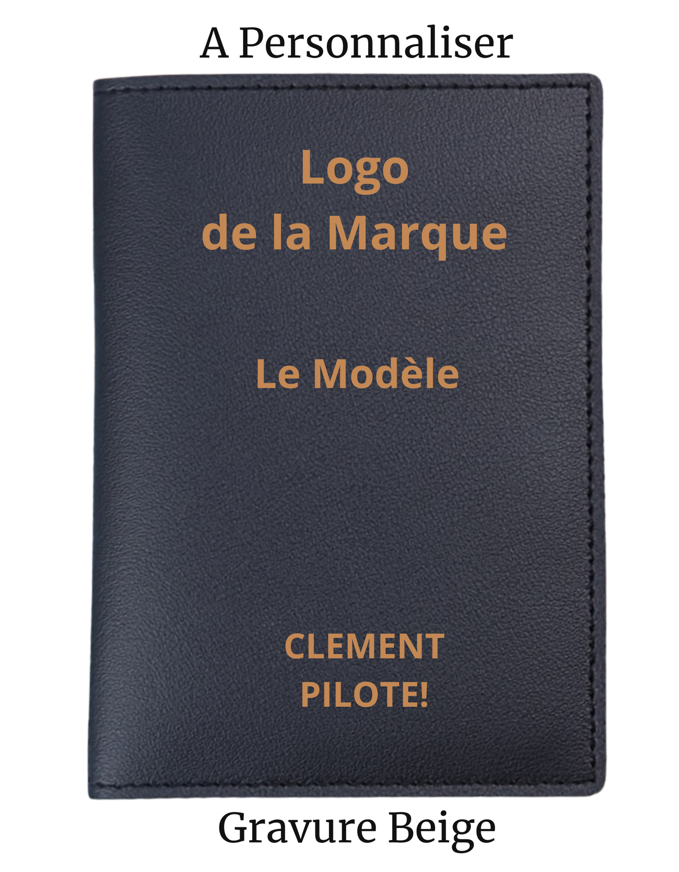 Protège Carte Grise Noir Logo Voiture à Personnaliser gravure Beige