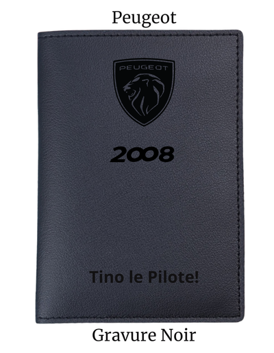 Protège Carte Grise Noir  Logo Voiture à Personnaliser – Élégance et Protection