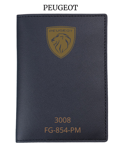 Protège Carte Grise Noir Logo Voiture à Personnaliser gravure Beige