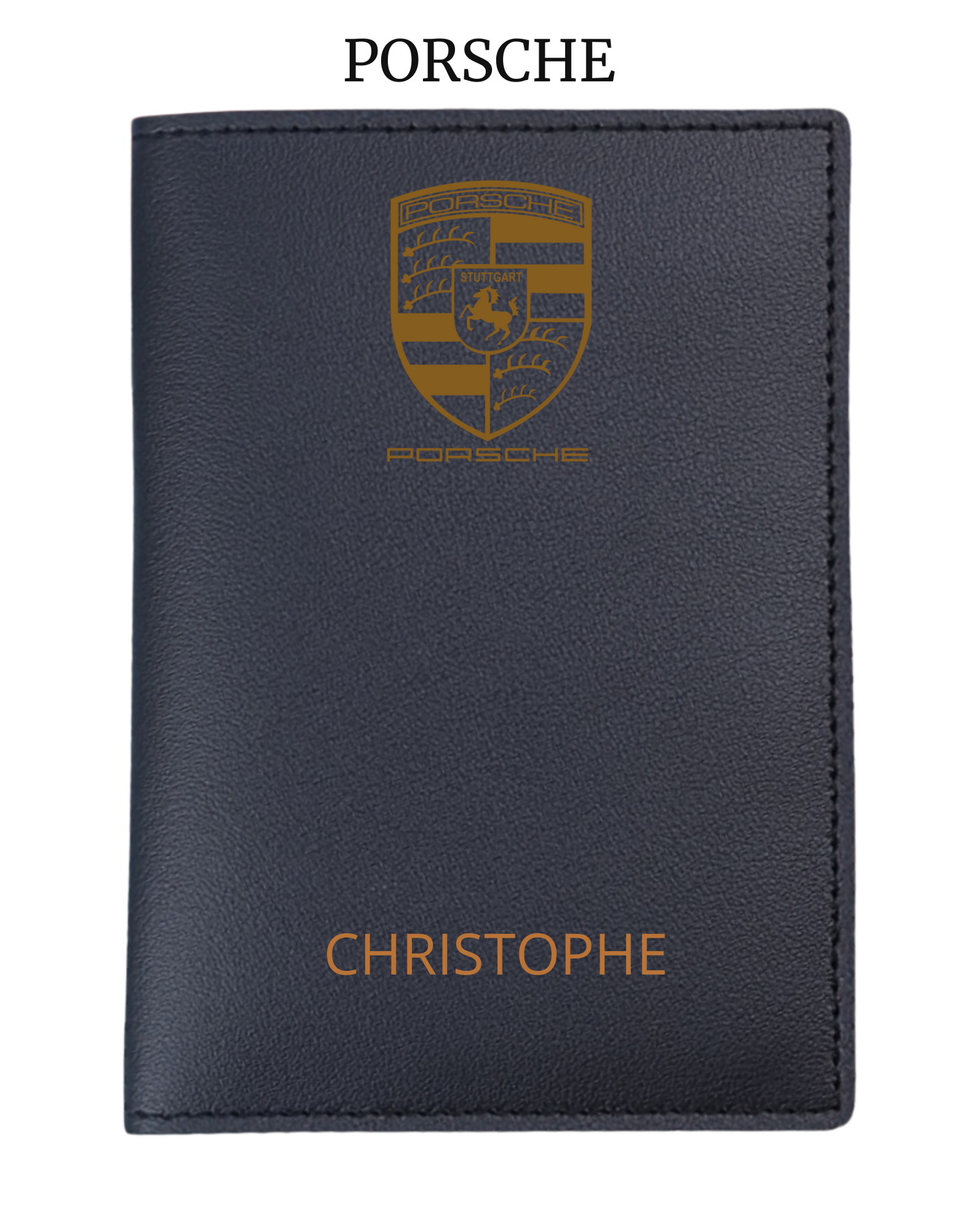 Protège Carte Grise Noir Logo Voiture à Personnaliser gravure Beige