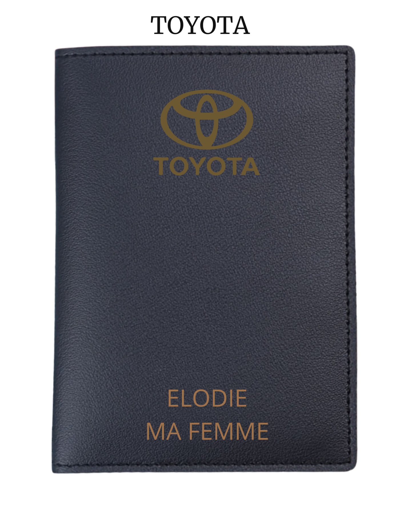 Protège Carte Grise Noir Logo Voiture à Personnaliser gravure Beige