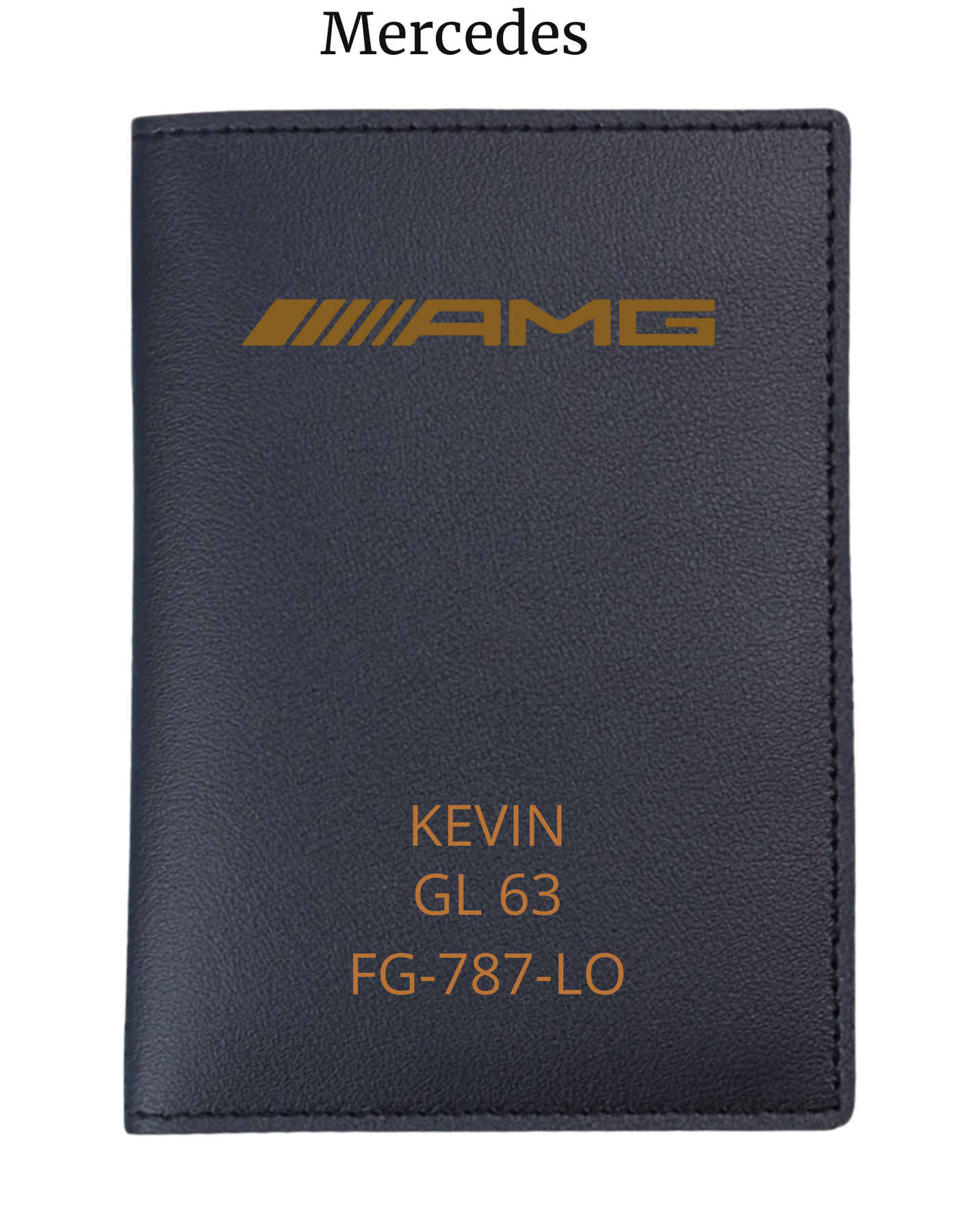 Protège Carte Grise Noir Logo Voiture à Personnaliser gravure Beige