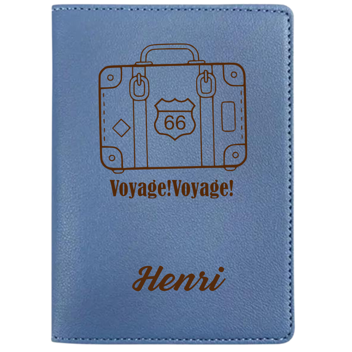 Funda para Pasaporte Personalizada Azul Cielo, Viaje en 1ª Clase 