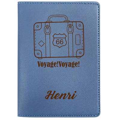 Funda para Pasaporte Personalizada Azul Cielo, Viaje en 1ª Clase 