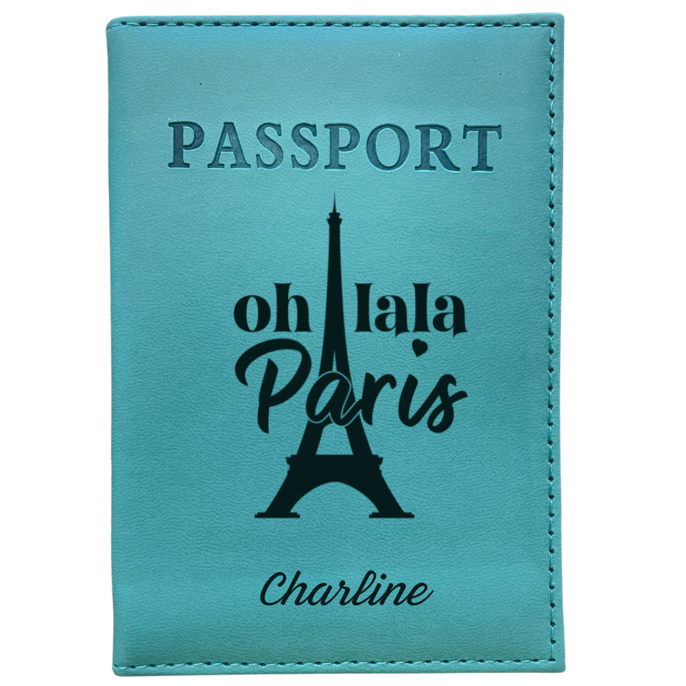 Funda para Pasaporte Personalizada Azul Cielo, Viaje en 1ª Clase 